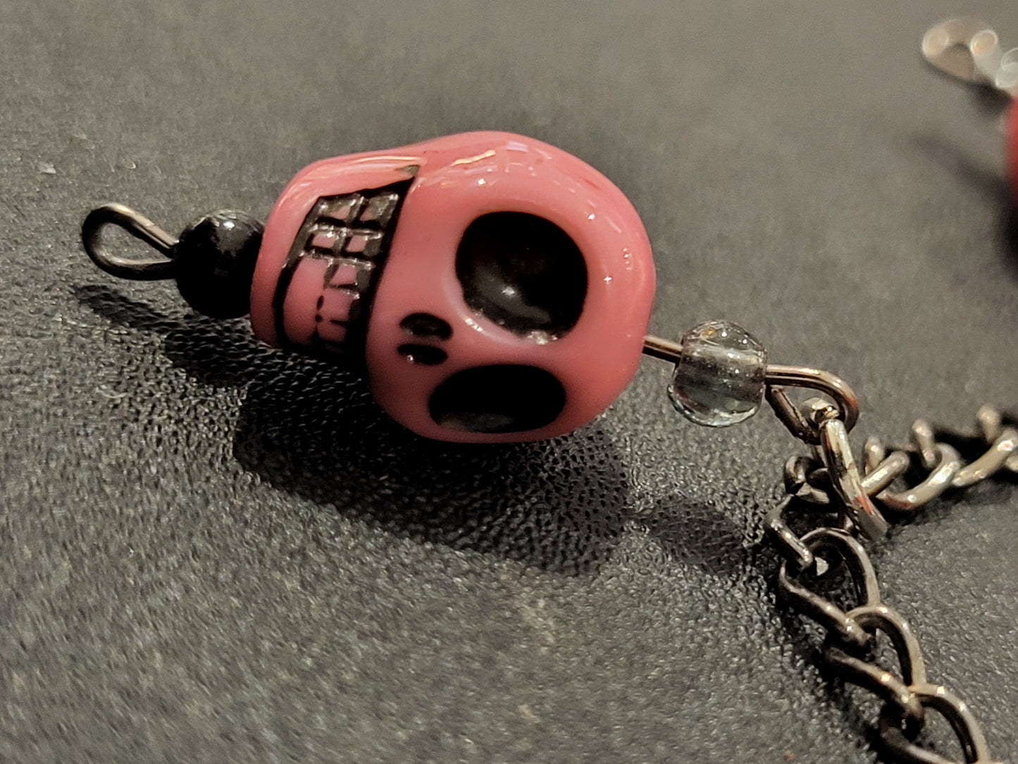 Handmade sugar skull charm bracelet 8in