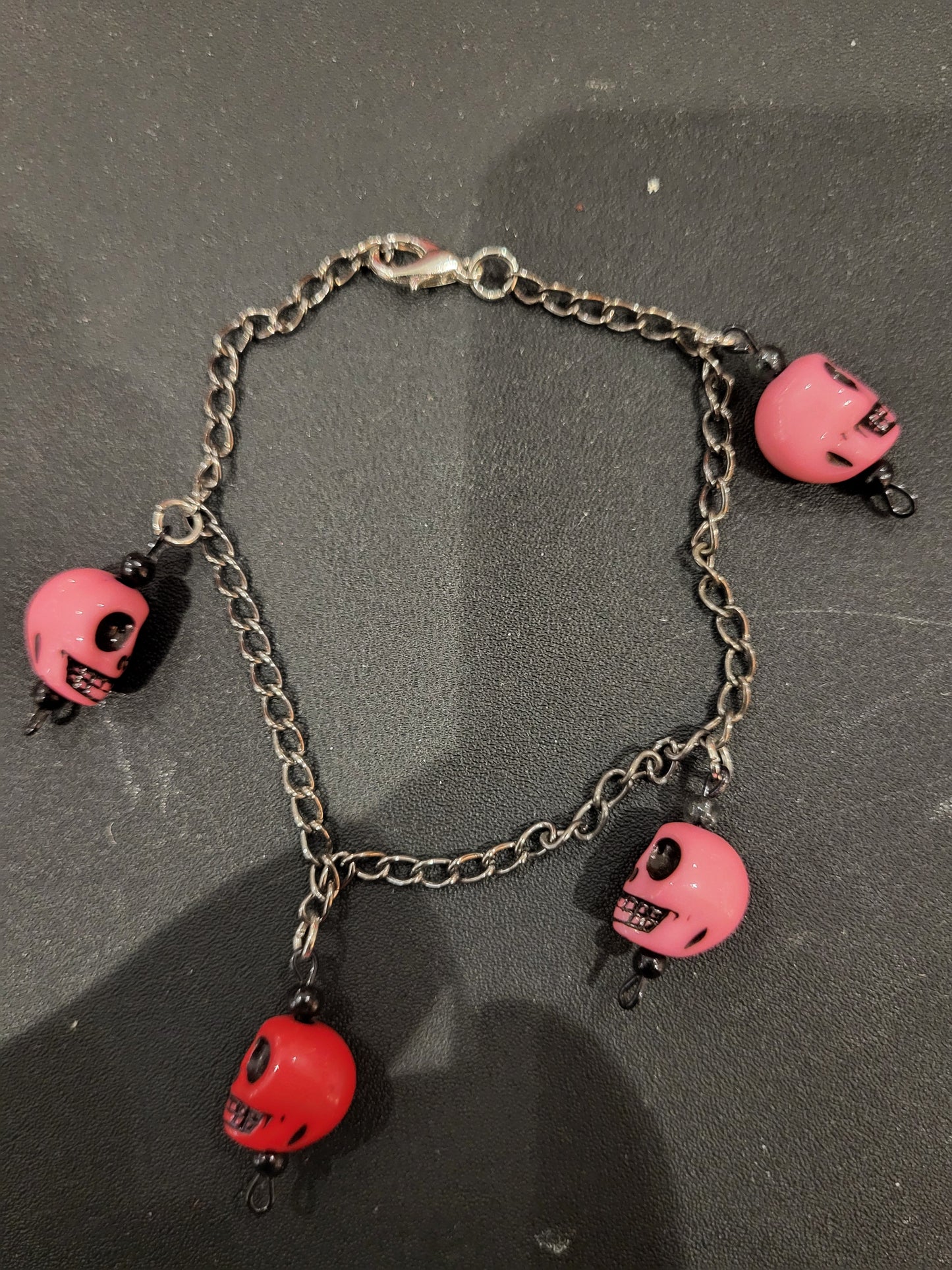 Handmade sugar skull charm bracelet 8in alt