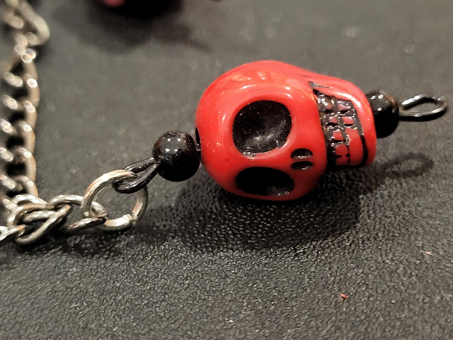 Handmade sugar skull charm bracelet 8in alt