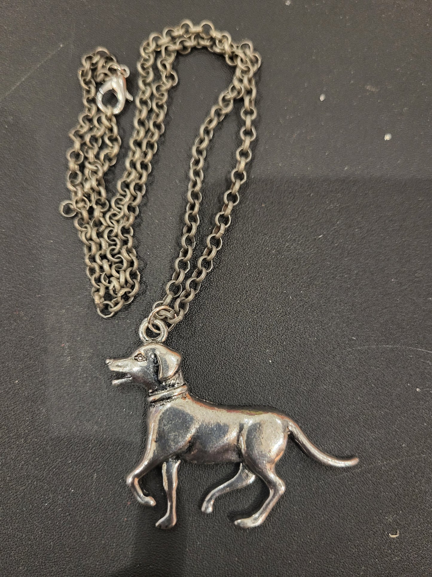 Handmade pewter dog charm necklace