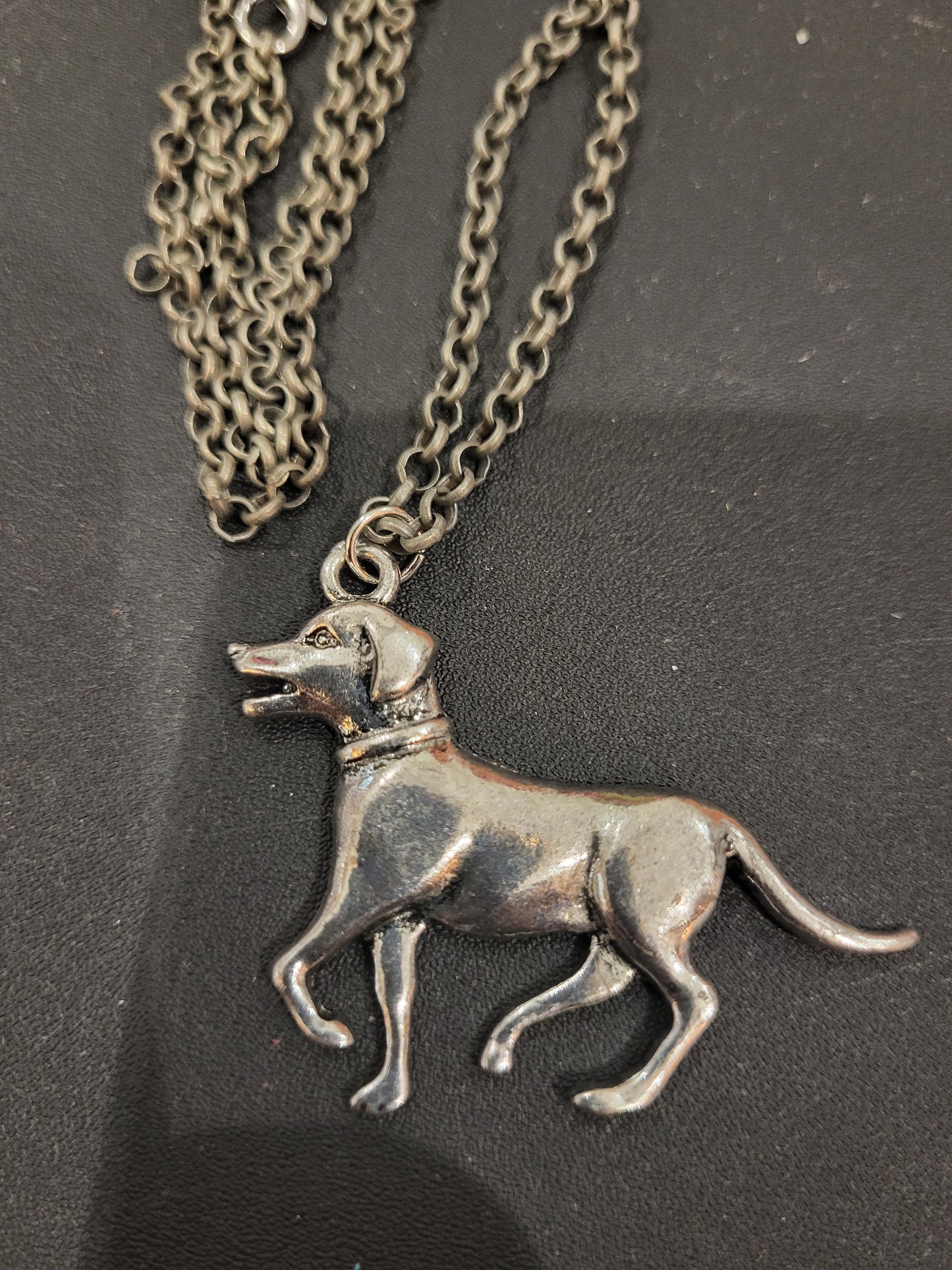 Handmade pewter dog charm necklace