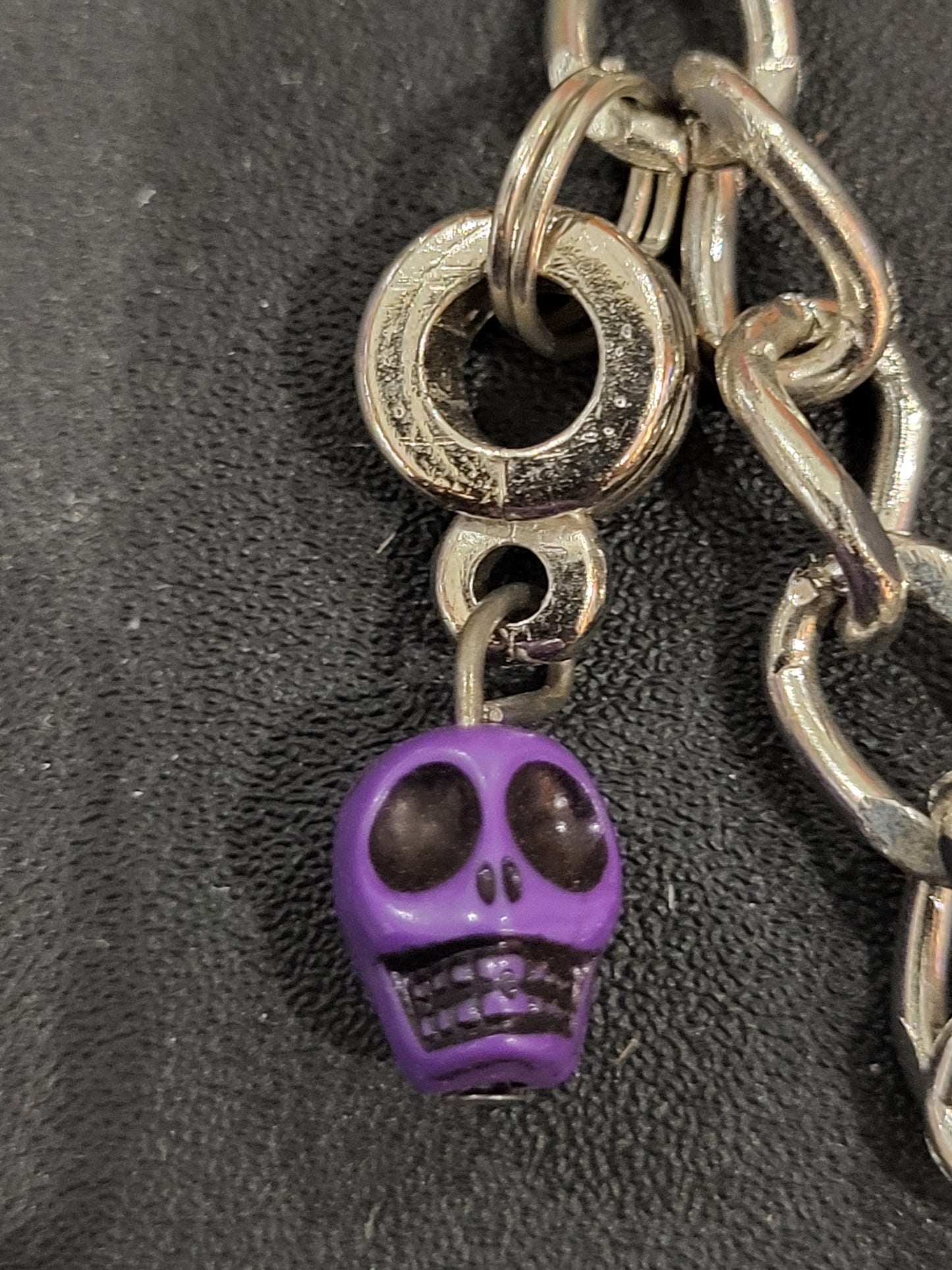 Handmade sugar skull charm bracelet 8in multiple colors alt