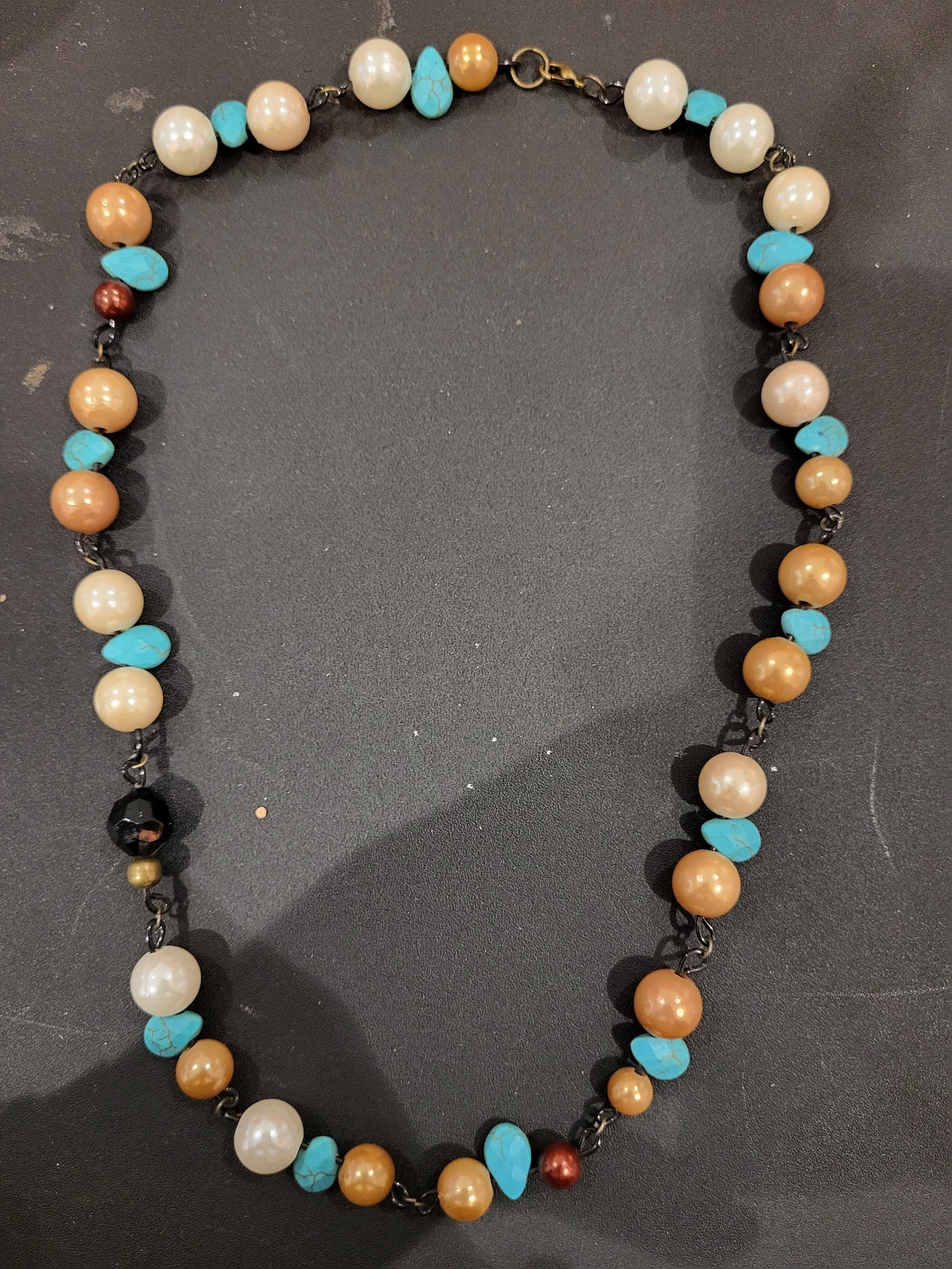 Handmade asymmetrical beaded necklace