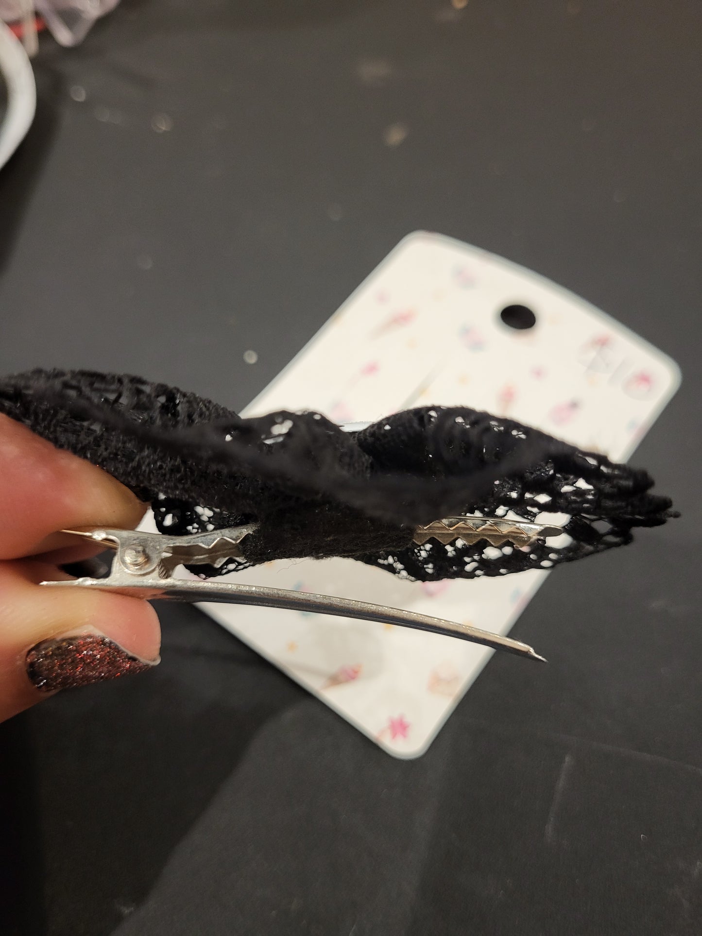 Handmade black lace hair clip 17