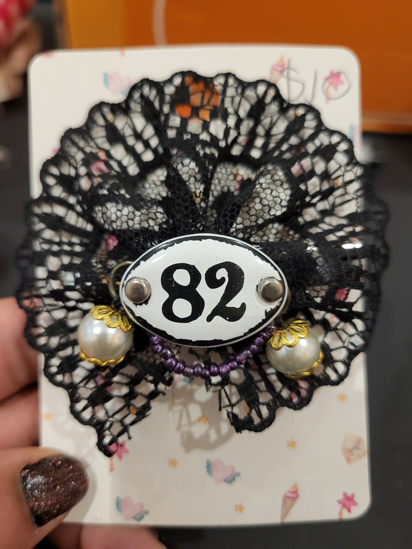 Handmade black lace hair clip 82