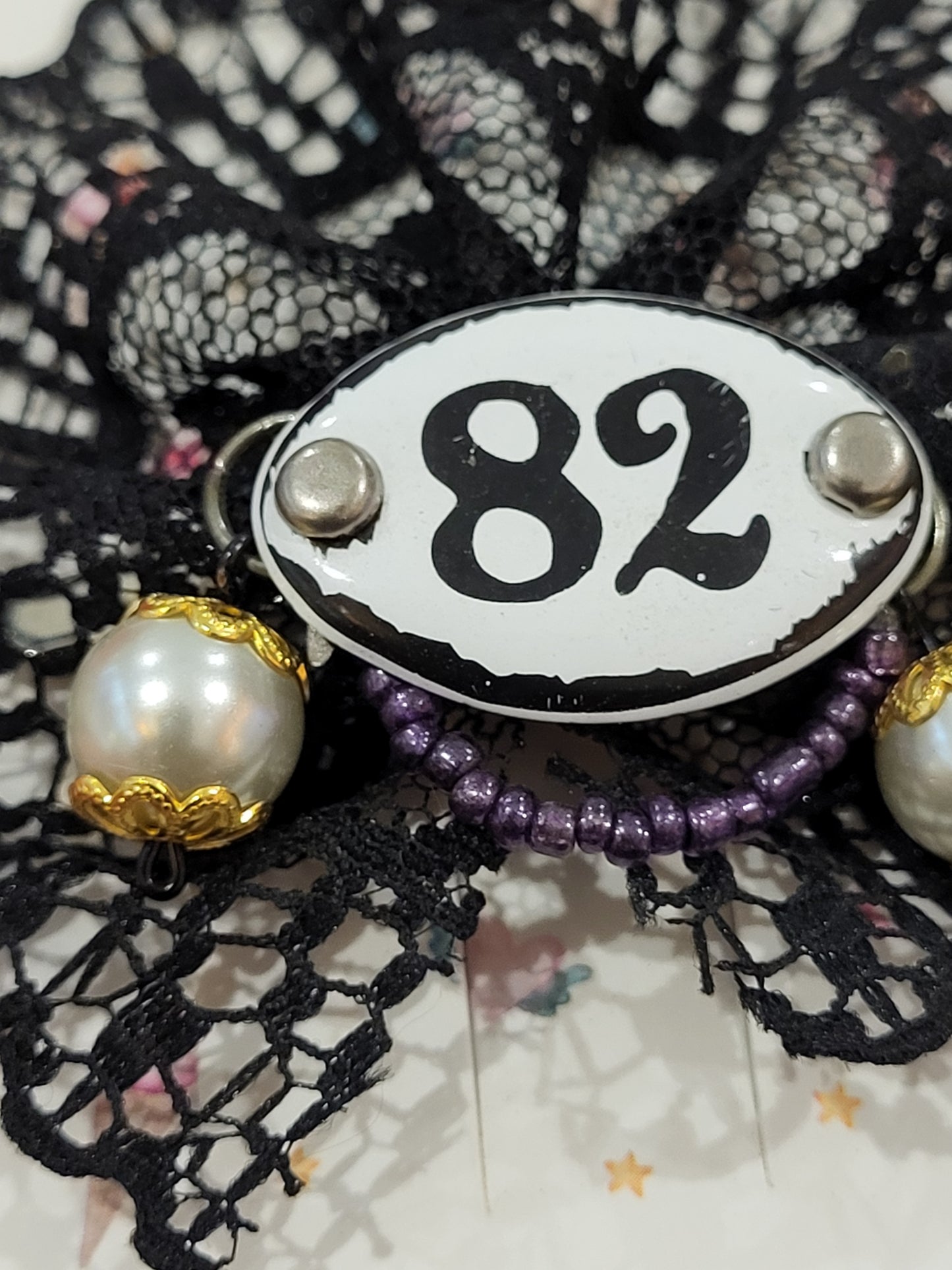 Handmade black lace hair clip 82