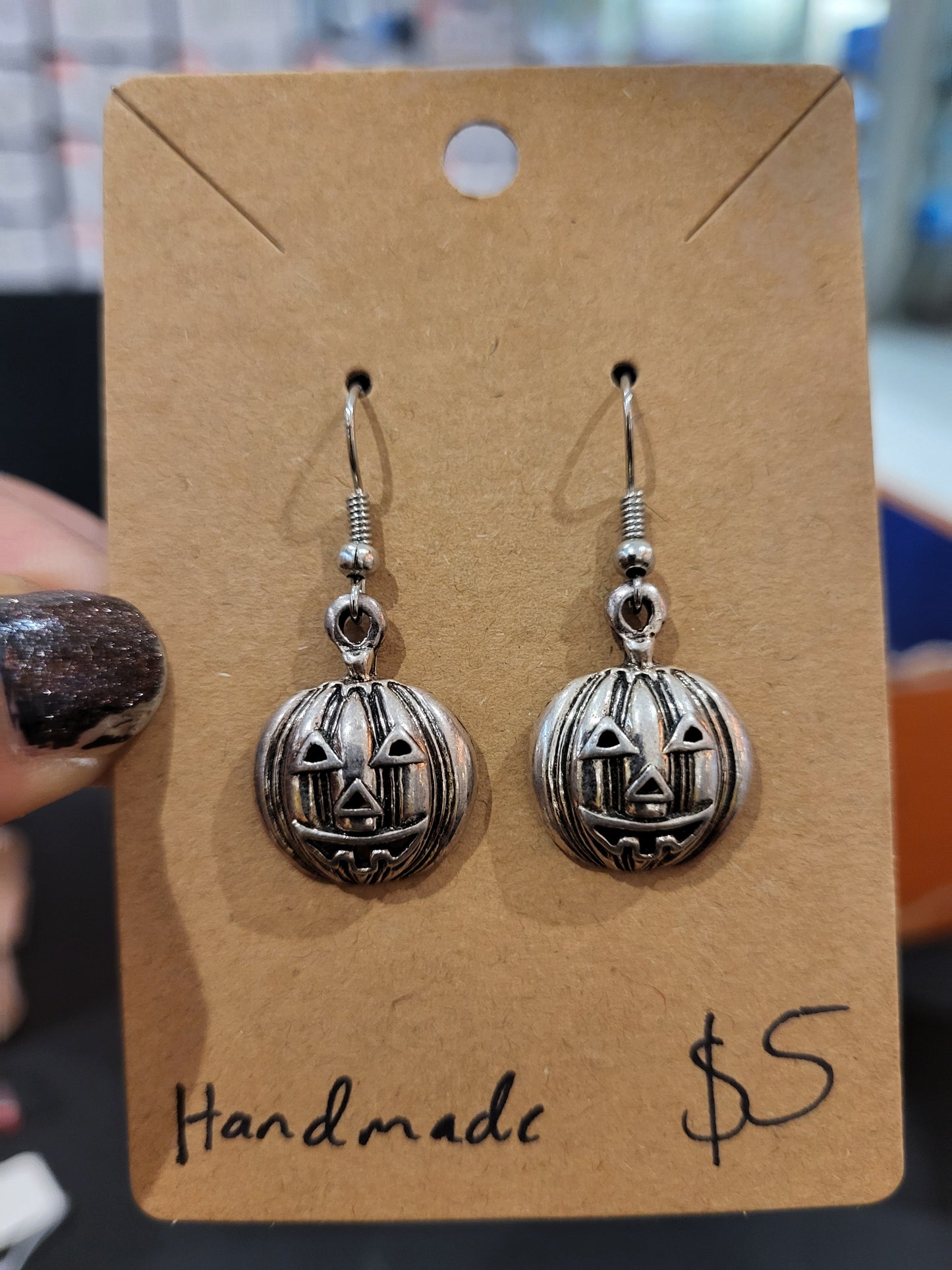 Handmade jack o lantern earrings