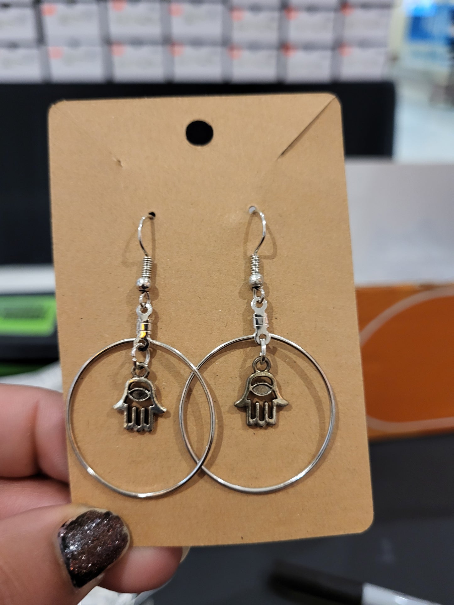 Handmade Hamsa hand earrings