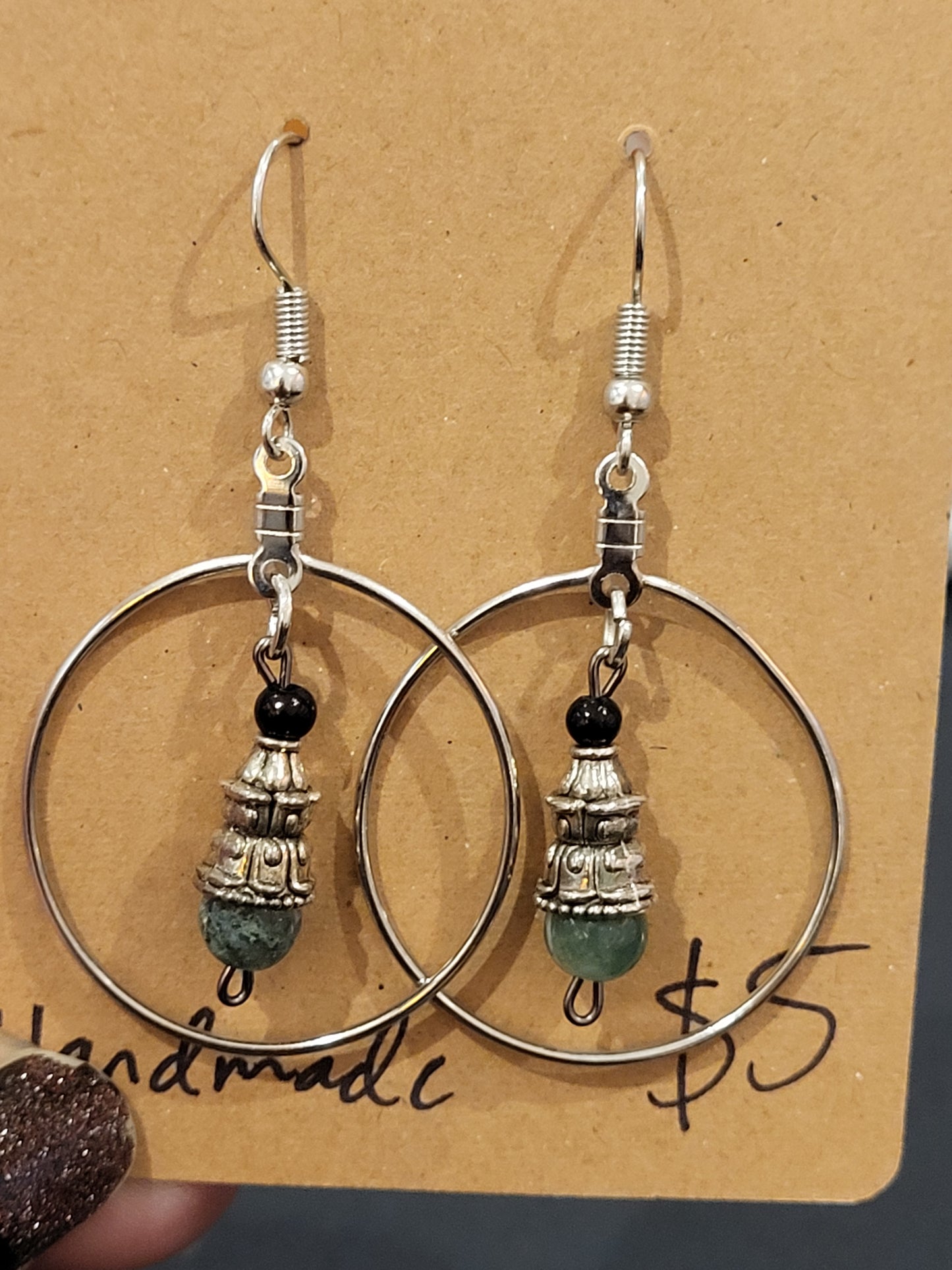 Handmade ornate bead cap earrings