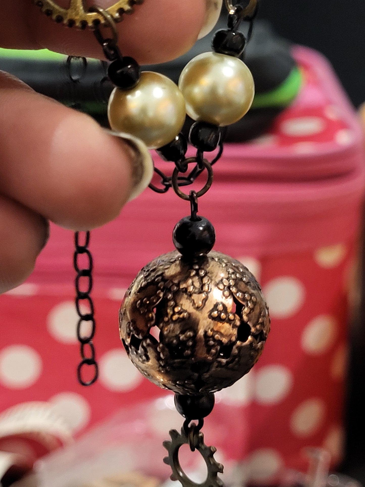 Handmade steampunk earring and necklace set