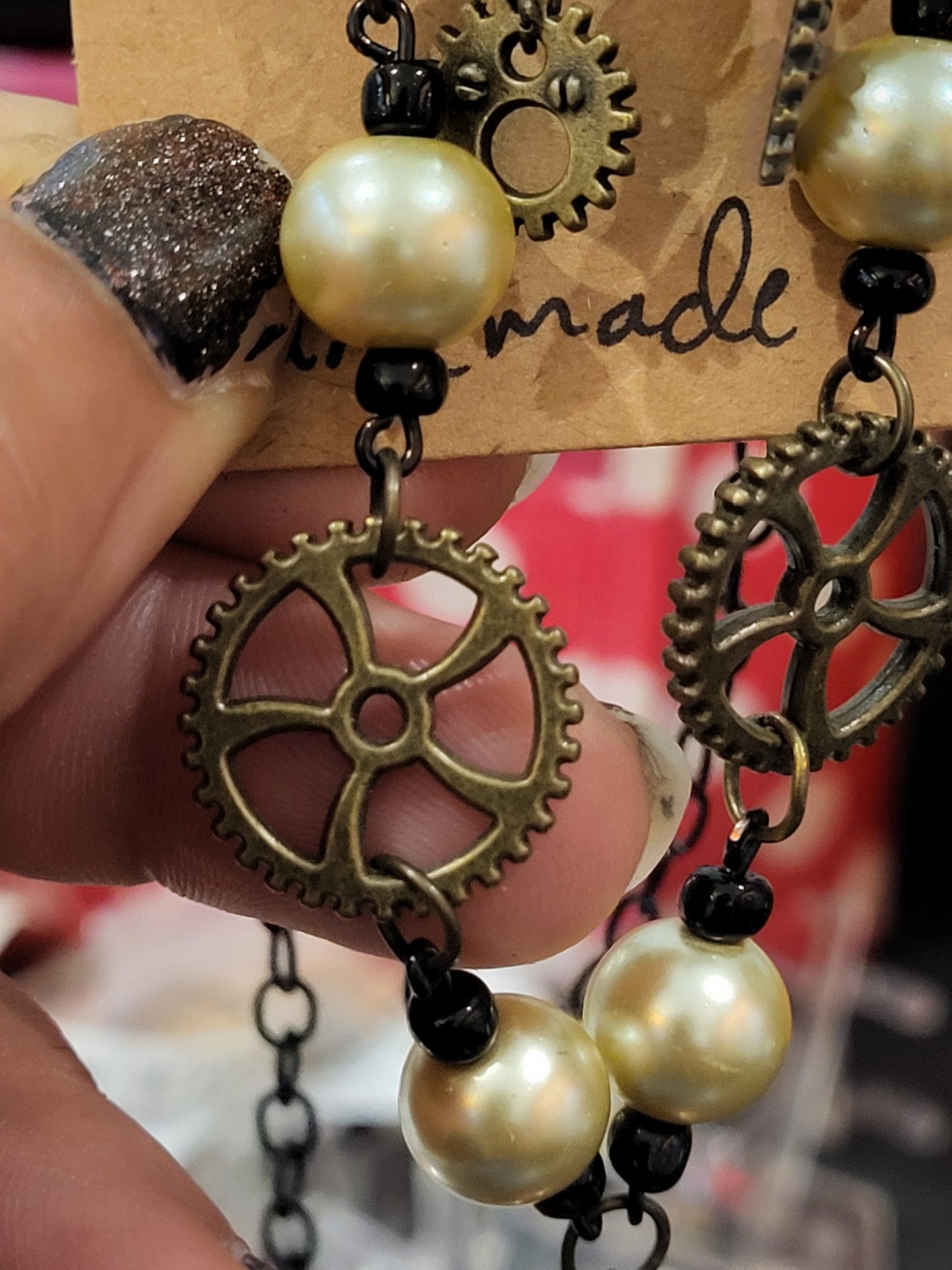Handmade steampunk earring and necklace set