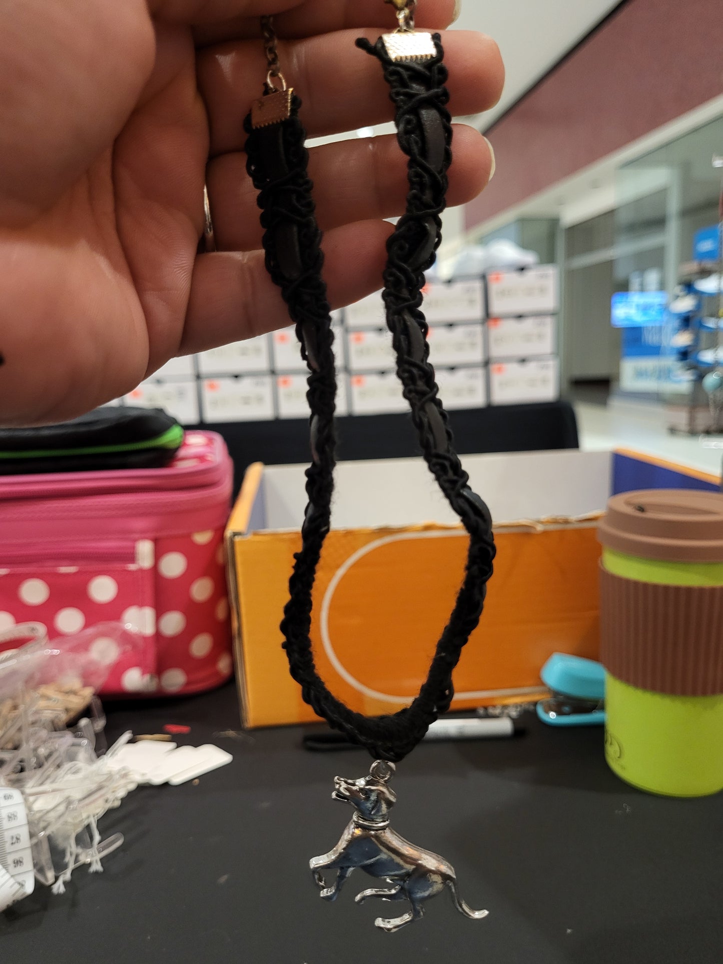Handmade dog charm choker