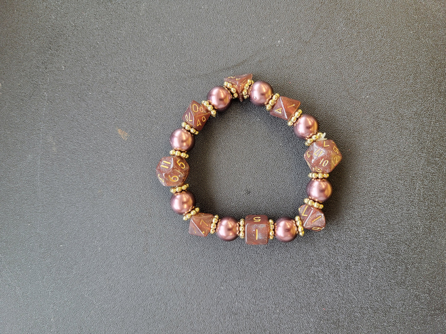 Chocolate bead and dice stretch bracelet