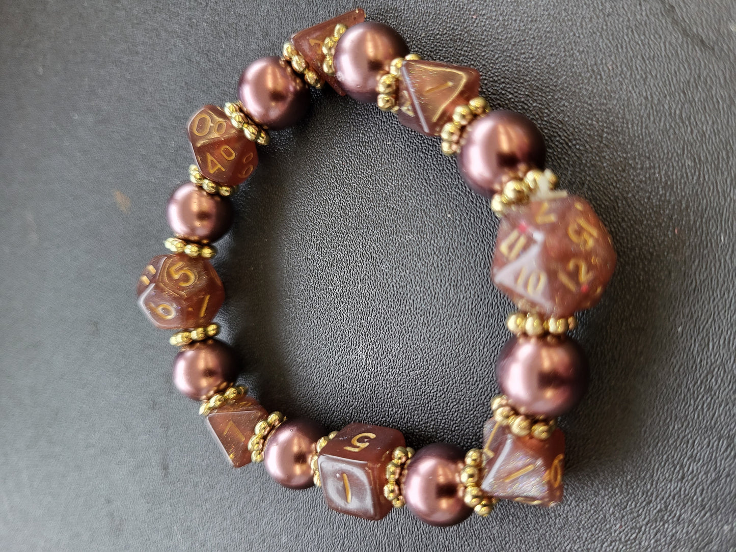 Chocolate bead and dice stretch bracelet