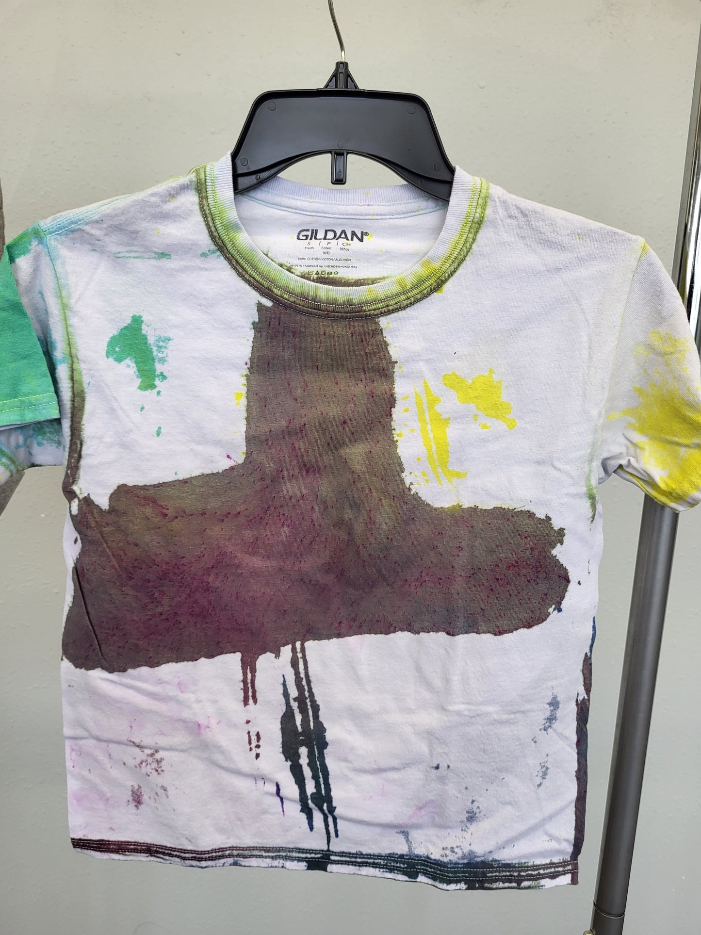 Hand dyed abstract color pop tshirt youth small 6/8