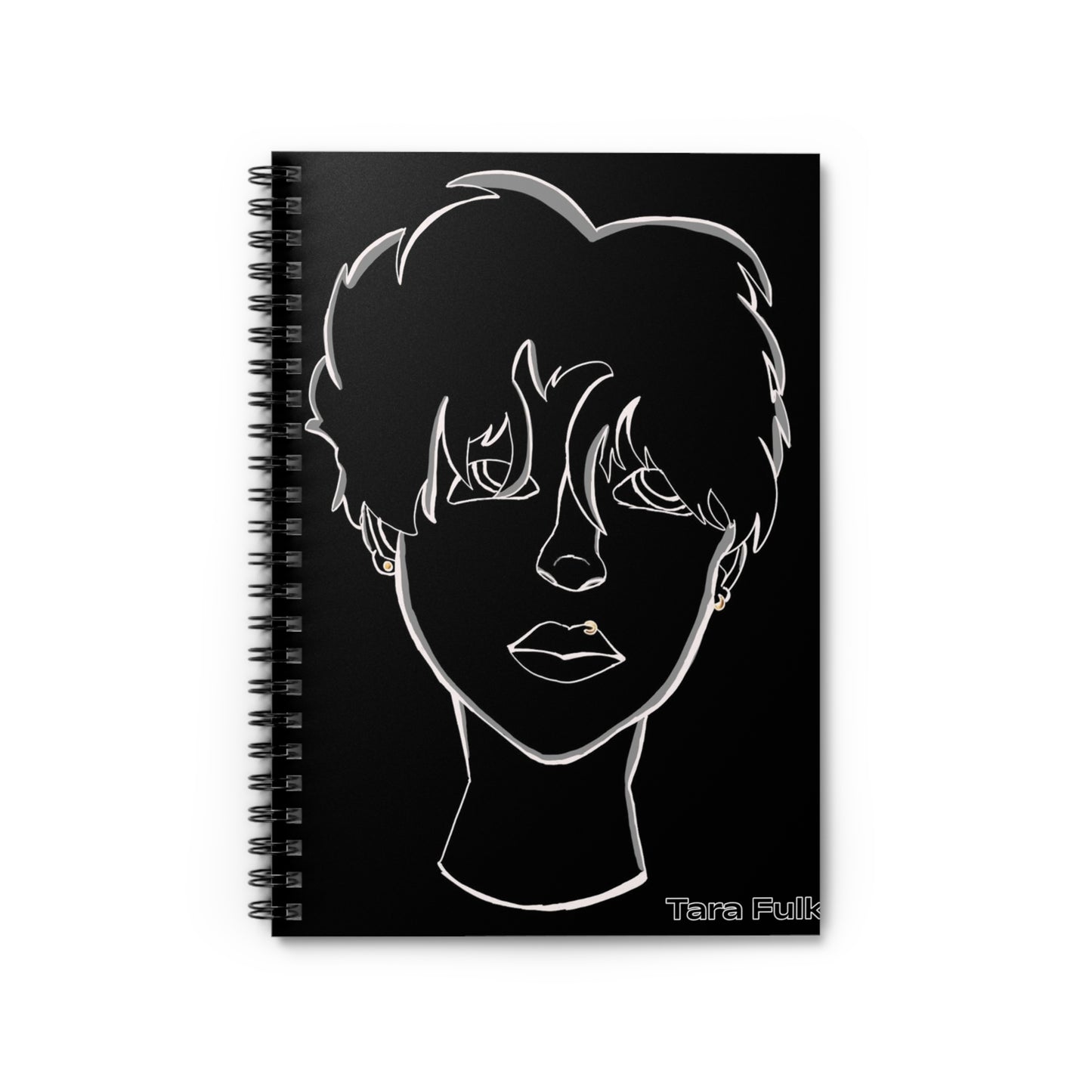 Bored boy black lined spiral notebook Tara Fulk MybiPop