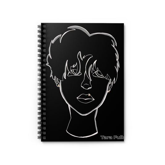 Bored boy black lined spiral notebook Tara Fulk MybiPop