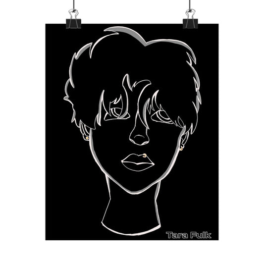 Vertical Poster - Bored Boy in Black Matte Design by Tara Fulk