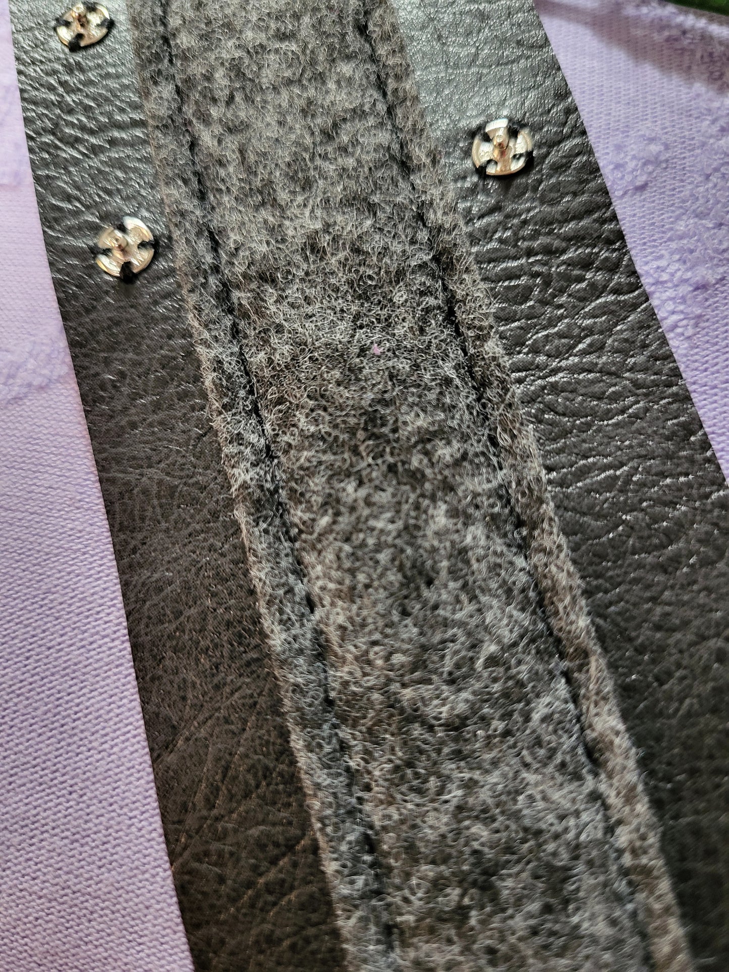 Handmade Faux leather and wool felt fabric cuff bracelet