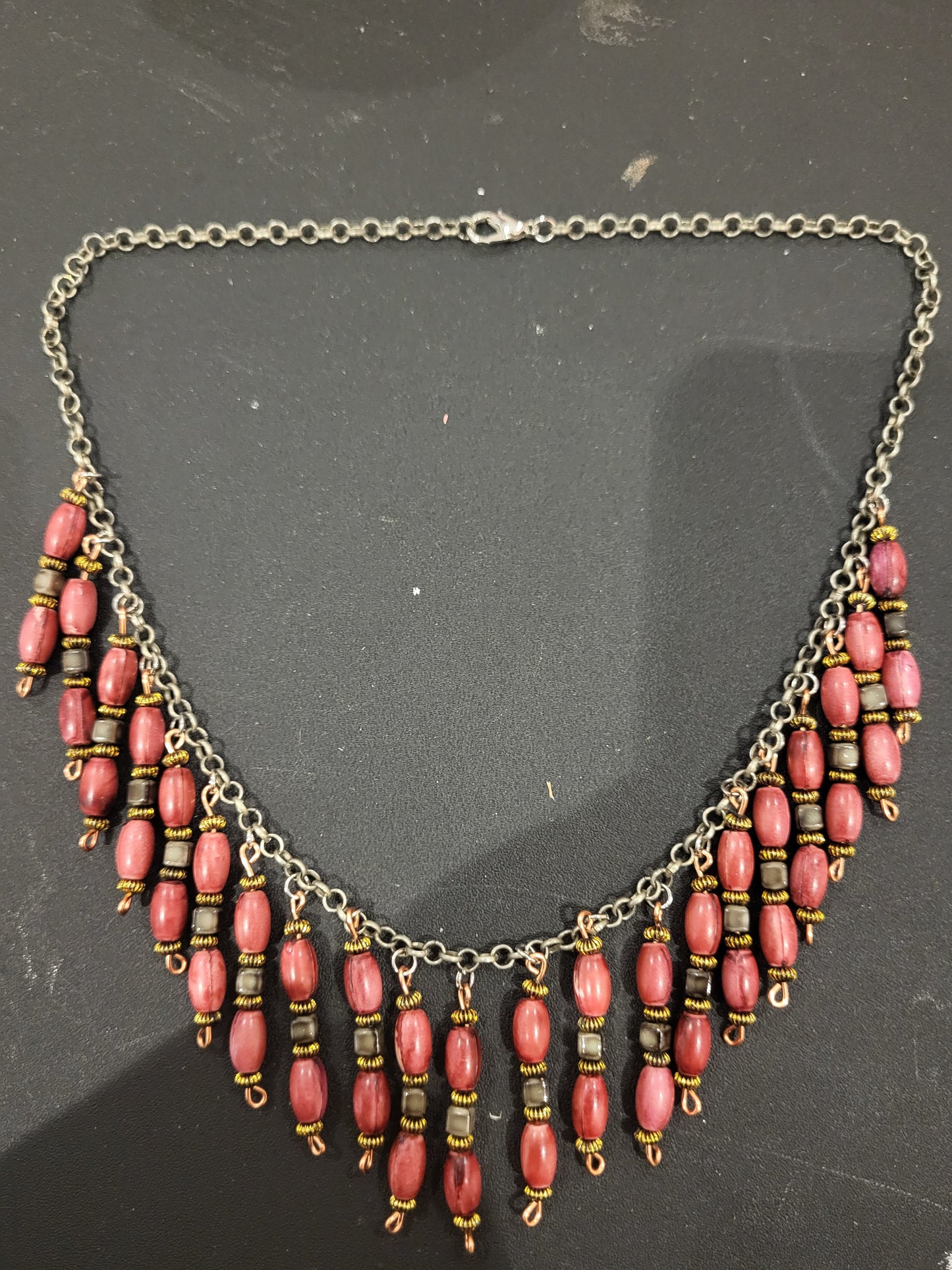 Handmade multistrand bead necklace alt