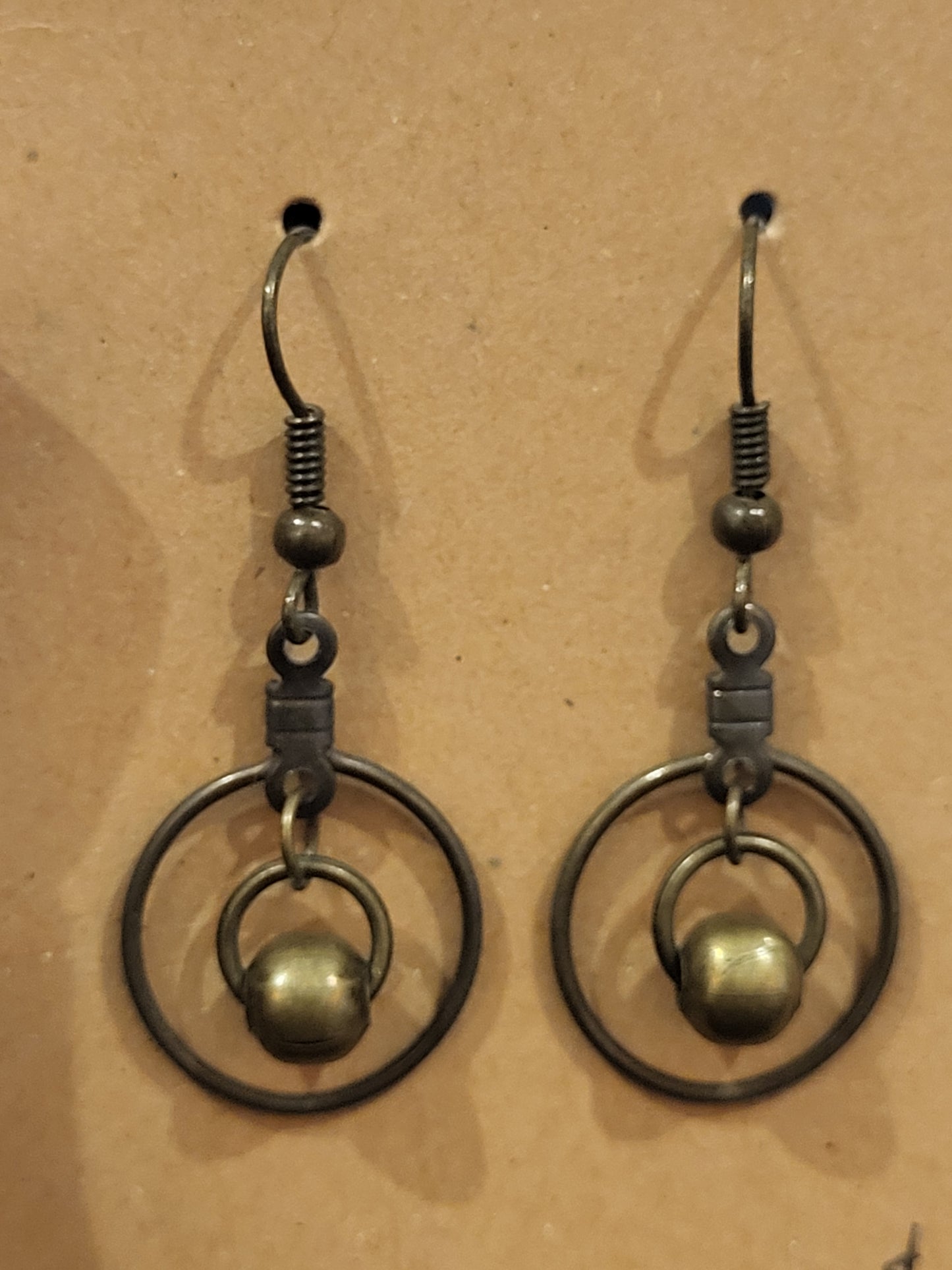 Handmade bronze circle within a circle earrings