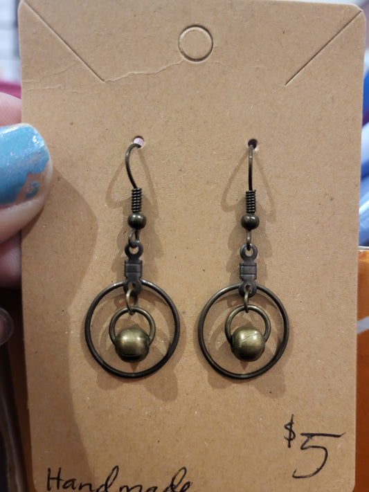 Handmade bronze circle within a circle earrings