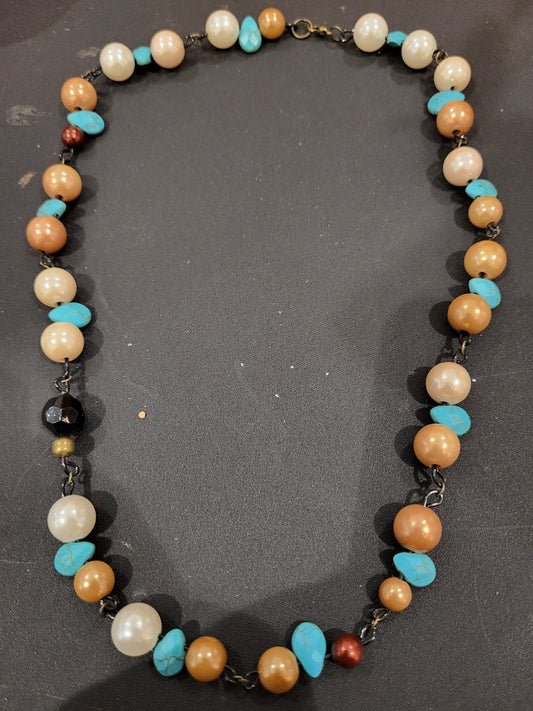 Handmade asymmetrical beaded necklace