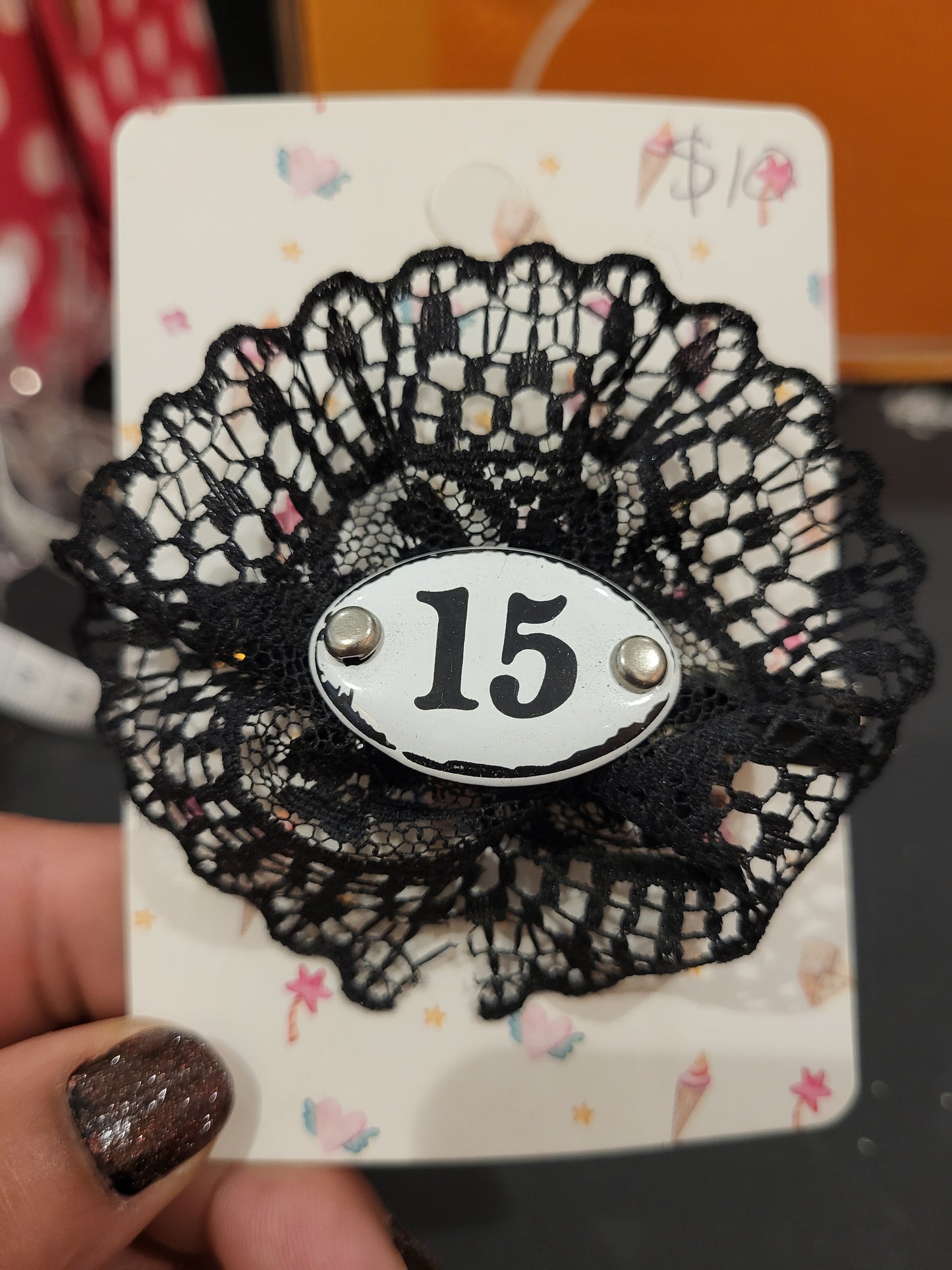 Handmade black lace hair clip 15