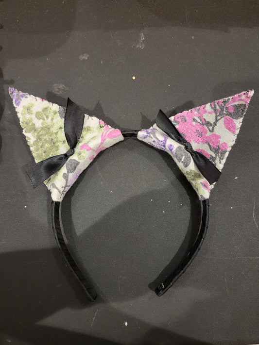 Handmade Cat ear headband floral with bows