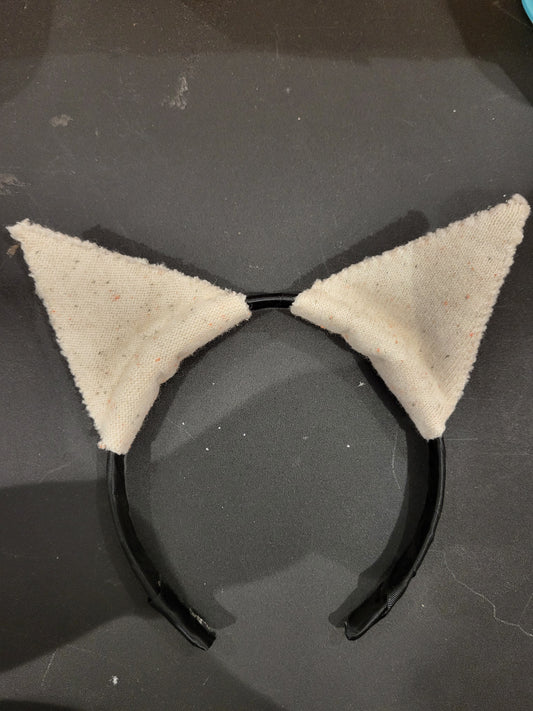 Handmade Cat ear headband off white