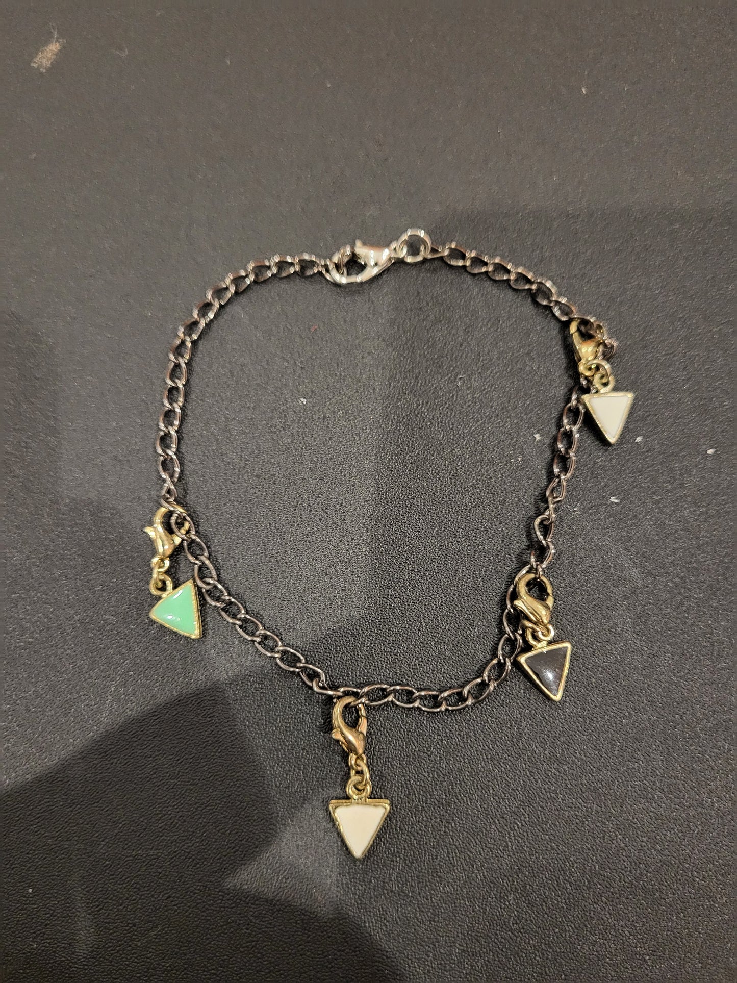 Handmade multi colored triangle charm bracelet