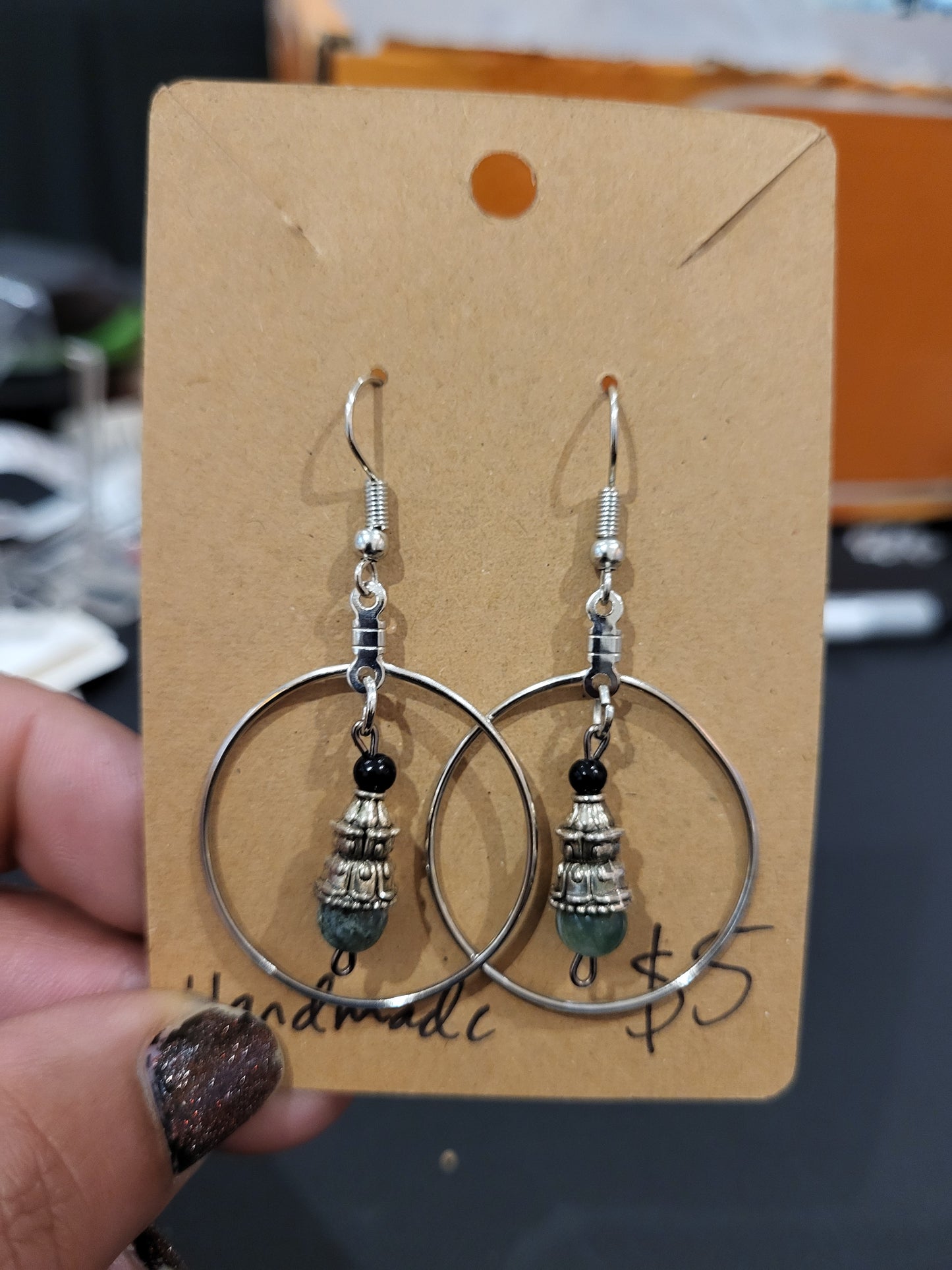 Handmade ornate bead cap earrings