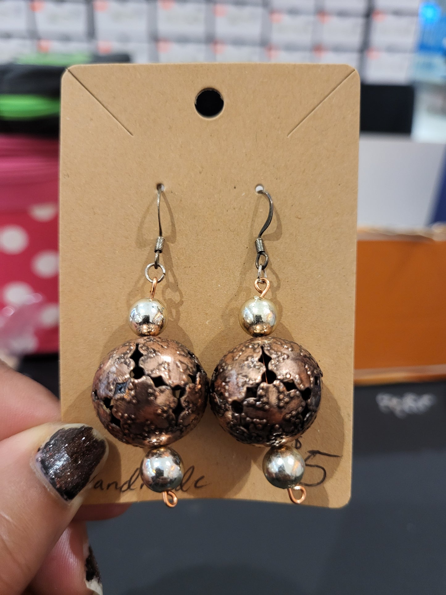 Handmade brass and silver earrings