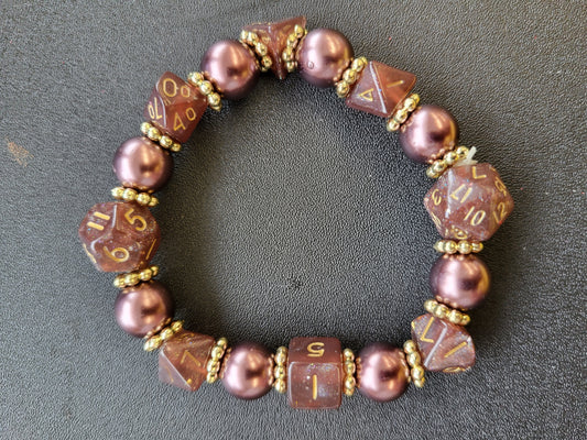 Chocolate bead and dice stretch bracelet