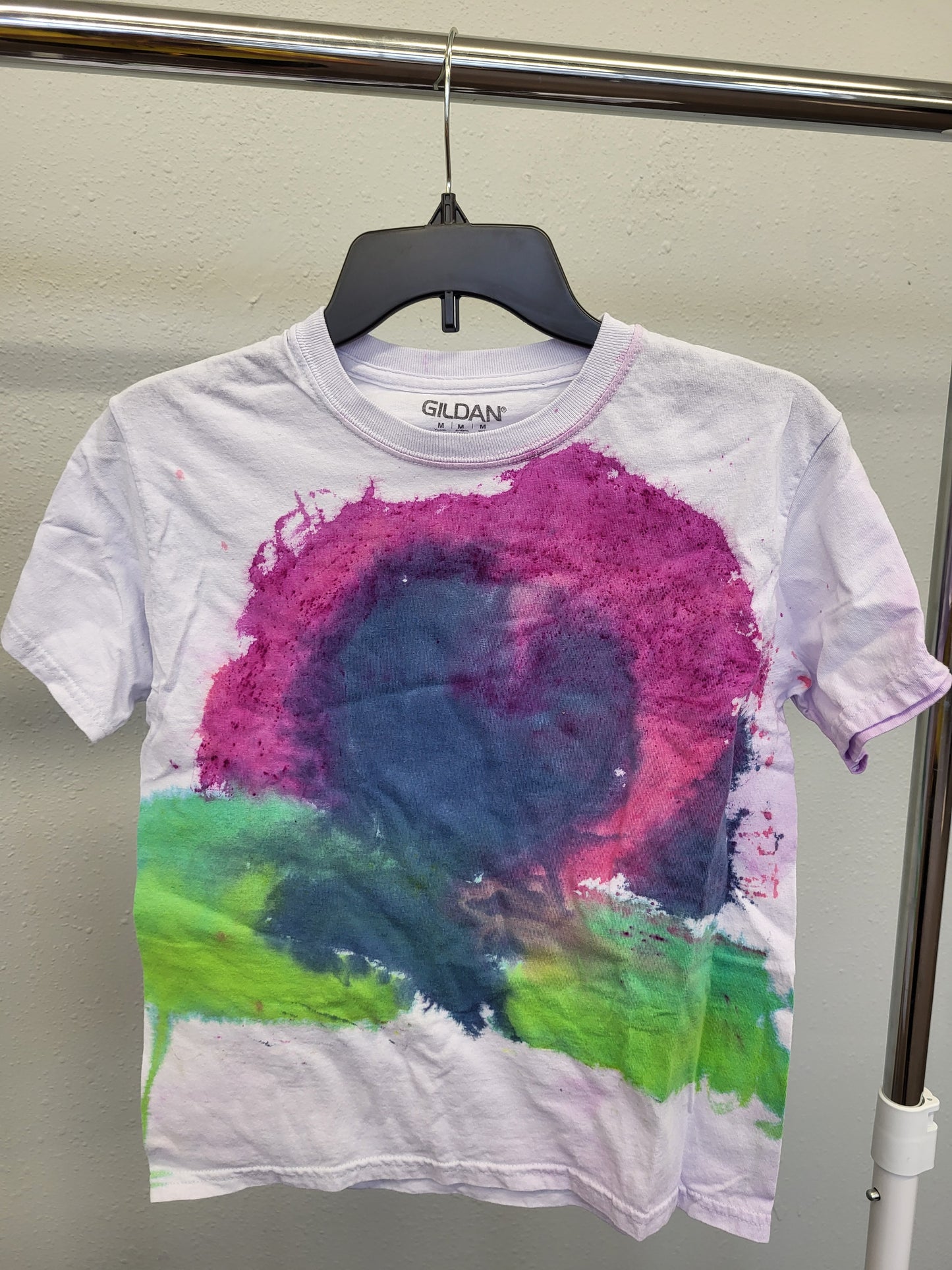 Hand dyed tie dye heart sunset youth tshirt 10/12