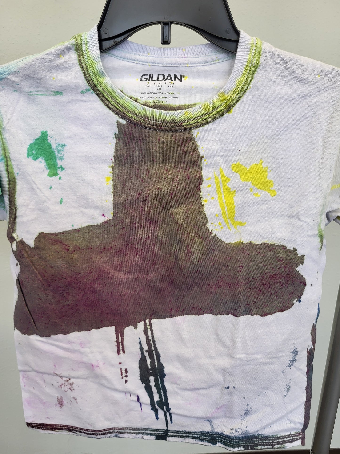 Hand dyed abstract color pop tshirt youth small 6/8