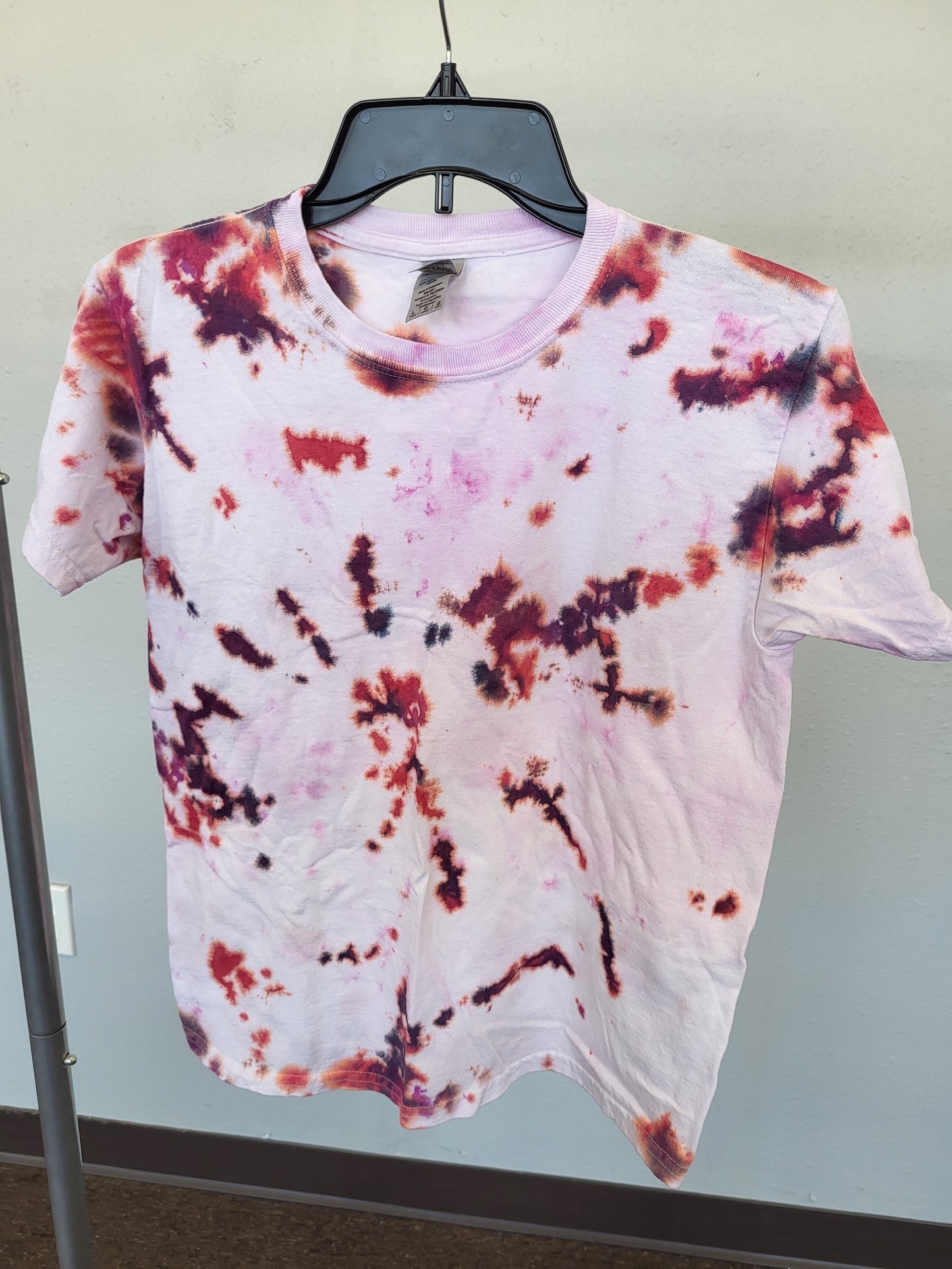 Hand dyed colorful burn effect tie dye tshirt youth large