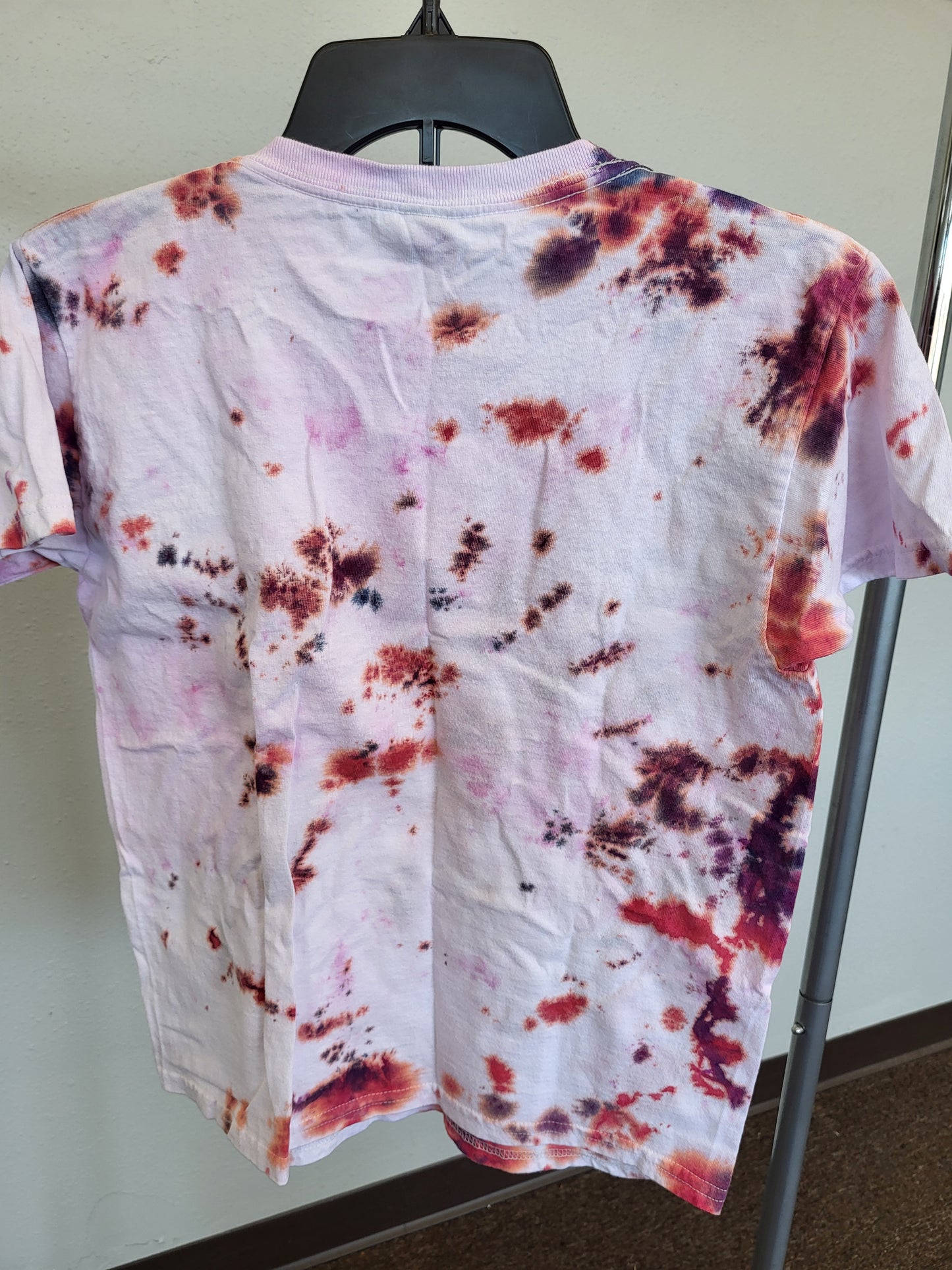 Hand dyed colorful burn effect tie dye tshirt youth large