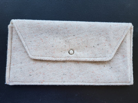 Handmade cream speckled soft clutch pouch