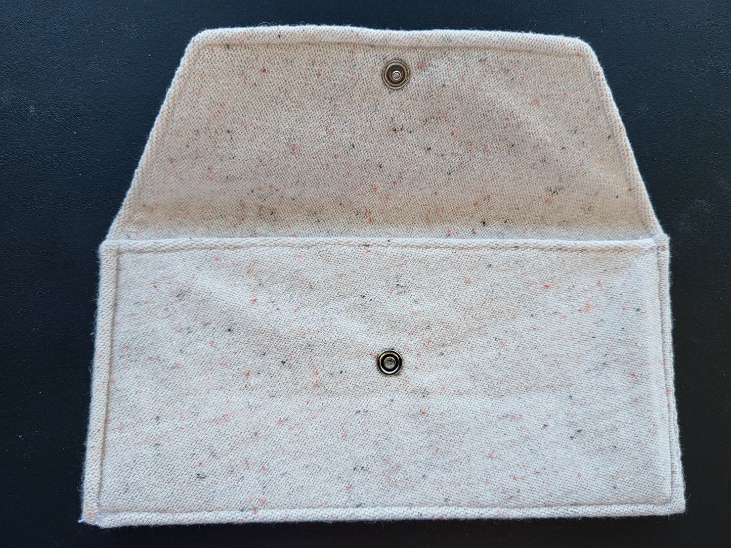 Handmade cream speckled soft clutch pouch