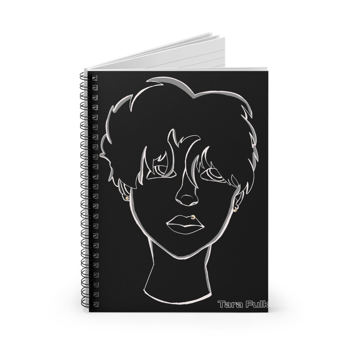 Bored boy black lined spiral notebook Tara Fulk MybiPop