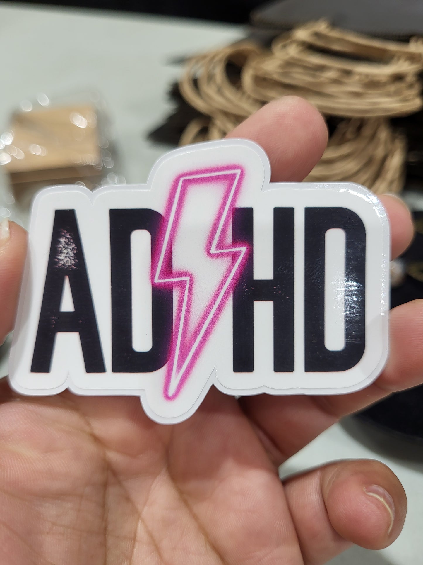 ADHD vinyl sticker 2x3in