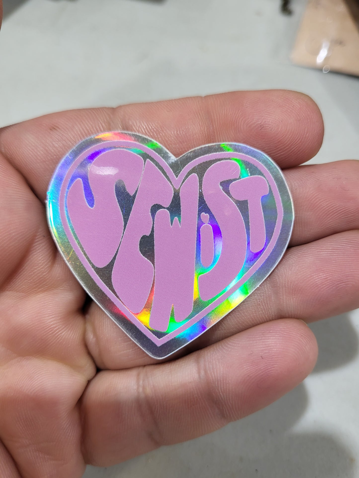 Sewist heart shaped holographic sticker 2in x 1 1/2in